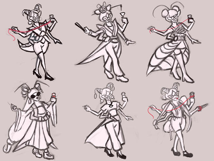 6 different sketches of my oc Orintis