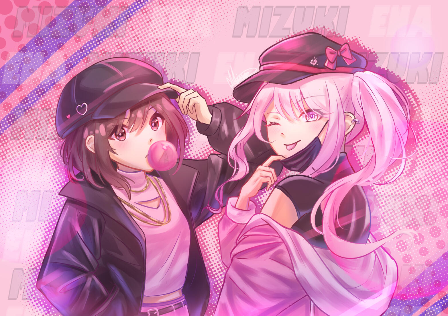 Fanart of the characters of Ena Shinonome and Mizuki Akiyama from Project Sekai: Colorful Stage.